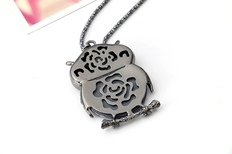 Women 12 Colors Glass Crystal Rhinestone Drop Silver Color Chain Owl Necklace Pendant Women Jewelry Statement Bijouterie Gifts