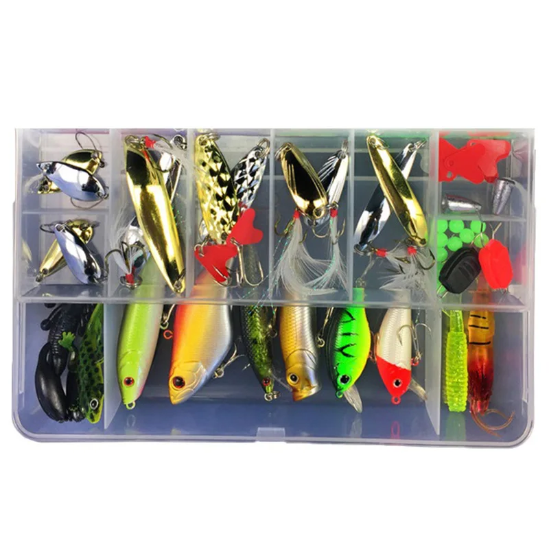 Multi-Style Bait Set Hard Bait Soft Bait Accessories Set 106 Pieces Of Swimming Bait Portable Bait with Box Set Thunder Frog One