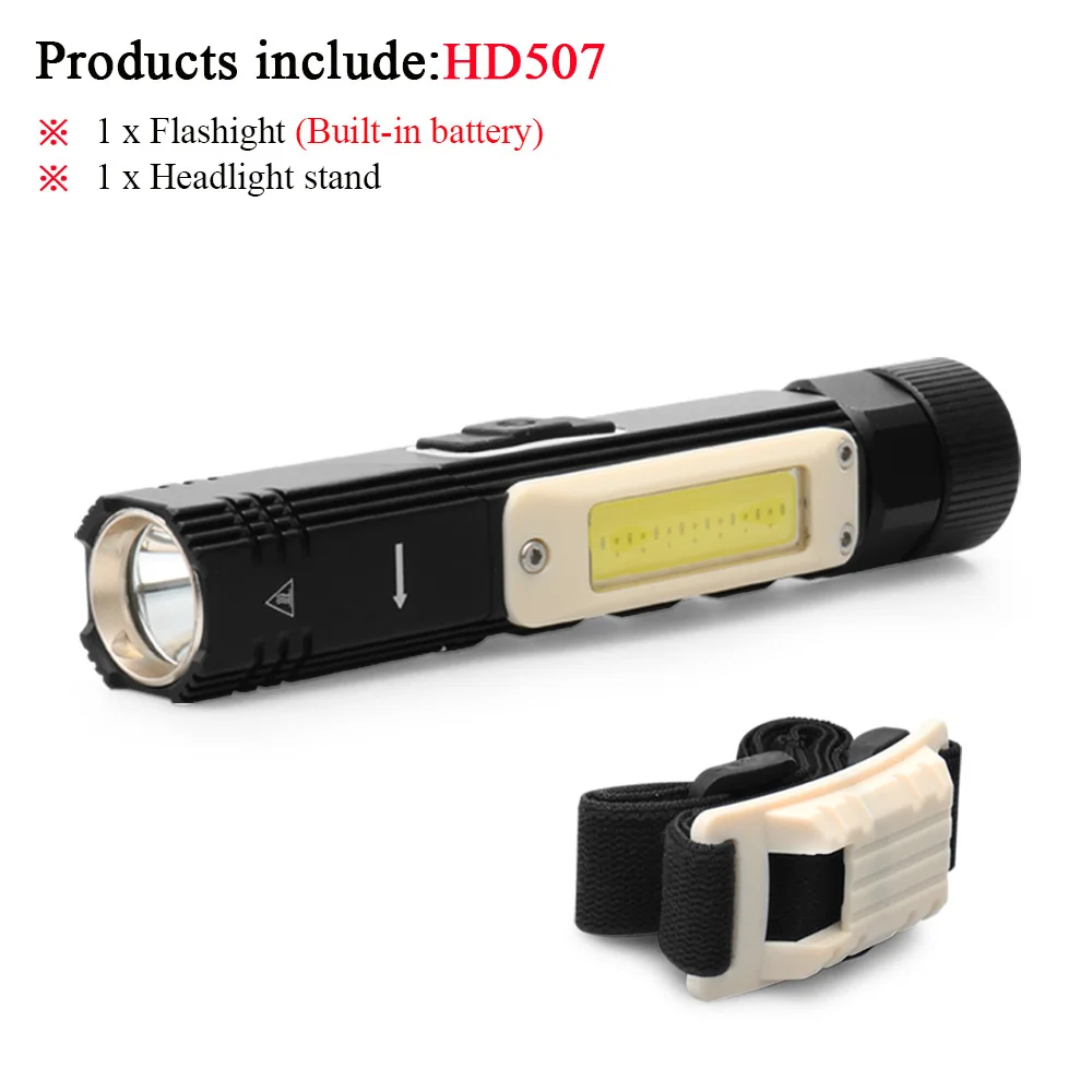 IHD507A 8000LM Led Портативный фонарик хвост Магнит 90 градусов поворотный, вращающийся зажим Водонепроницаемый ремонт Бытовая мини освещение фонарь на открытом воздухе - Испускаемый цвет: IHD507A