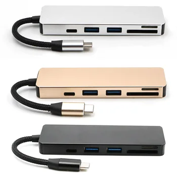 

2018 new type-c to USB3.0HUB hub SD/TF camera reader with PD charging four-in-one converter