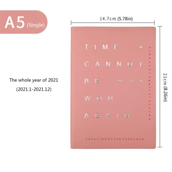 

2021 Large Annual Planner, \"Time Can Not Be Won Again\"Yearly Monthly Weekly Book girls love