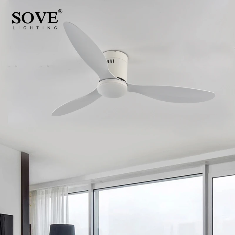 SOVE Low Floor Modern Led Ceiling Fan With Lights Simple Without Light DC Remote Control Home Ventilador De Techo 220V 110V | Лампы и