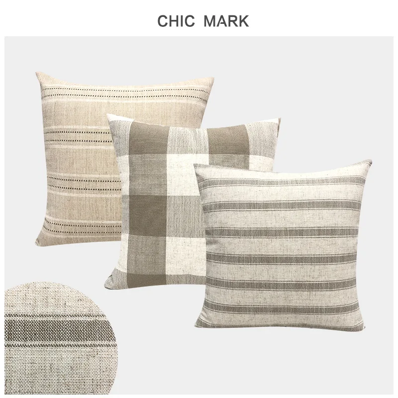 

Home Modern Linen Striped Cushion Cover Living Room Sofa Plain Decorative Pillow Cover Bedside Pillow Case Home Decor cojines