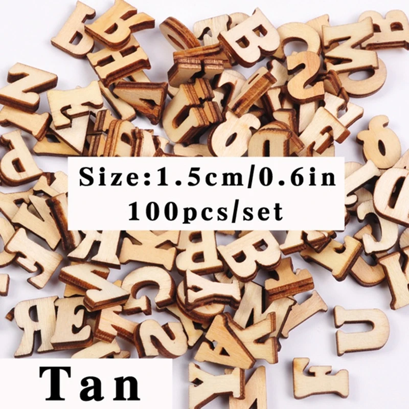 100Pcs Wooden Number English Alphabets Baby Early Education Learning Tool Scrapbooking Wood DIY Letters Craft Decoration