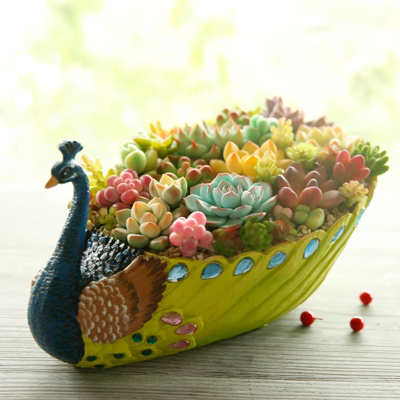 

Lifelike Peacock Large Size Flower Succulent Plant Pot De Fleur Home Garden Decoration Flowerpot Bonsai Pots Doniczka Bloempot