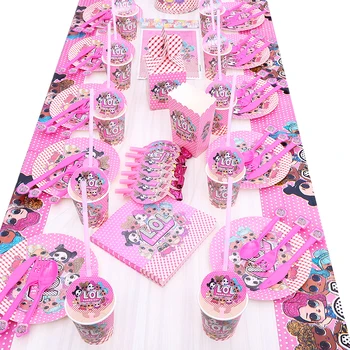 

LOL Dolls Surprise Birthday Party Theme Decoration Supplies Holiday Cup Plate Spoon Cake Stand Activity Event Kids Gifts