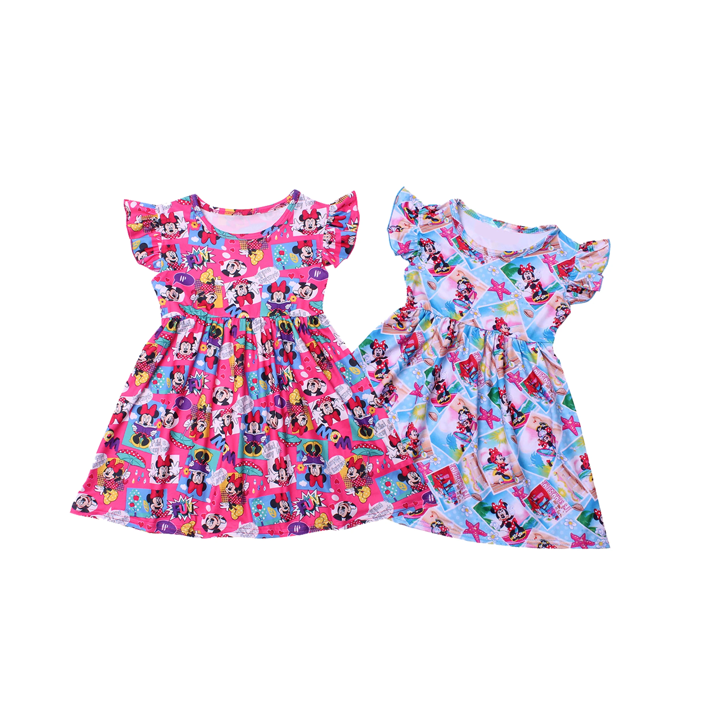 

New Children Girls Mouse Dress Summer Kids Sleeveless Cartoon Boutique Dress Adorable Clothes Soft Milksilk 12M to 7T Available