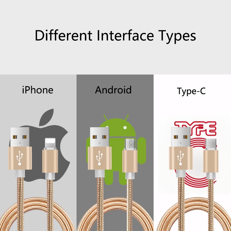 Кабель для быстрой зарядки для Android iPhone type-C