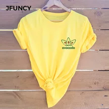 JFUNCY Spring Summer Cotton Women T-shirts Creative Pocket Print T Shirt Plus Size Casual Mujer Tshirt Harajuku Ladies Tees Tops