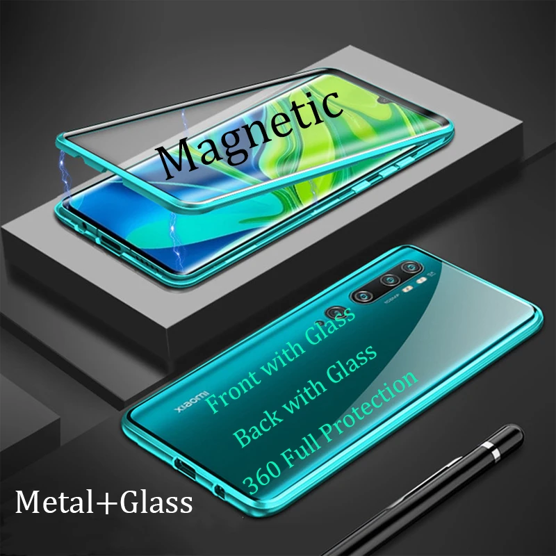 For Xiaomi Note 10 Pro Magnetic Case 360 full Protection double-sided Tempered Glass Case For Xiaomi Mi 10 Pro Metal Bumper Case