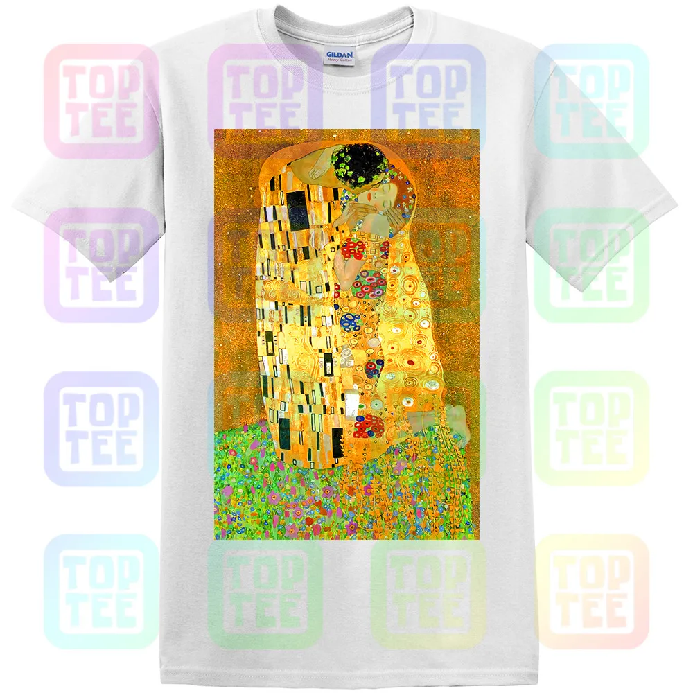 

GUSTAV KLIMT FAMOUS ART PAINTINGS KISSING IDEAL GIFT FLOWER UNISEX MENS TSHIRT Men Brand Printed T shirt