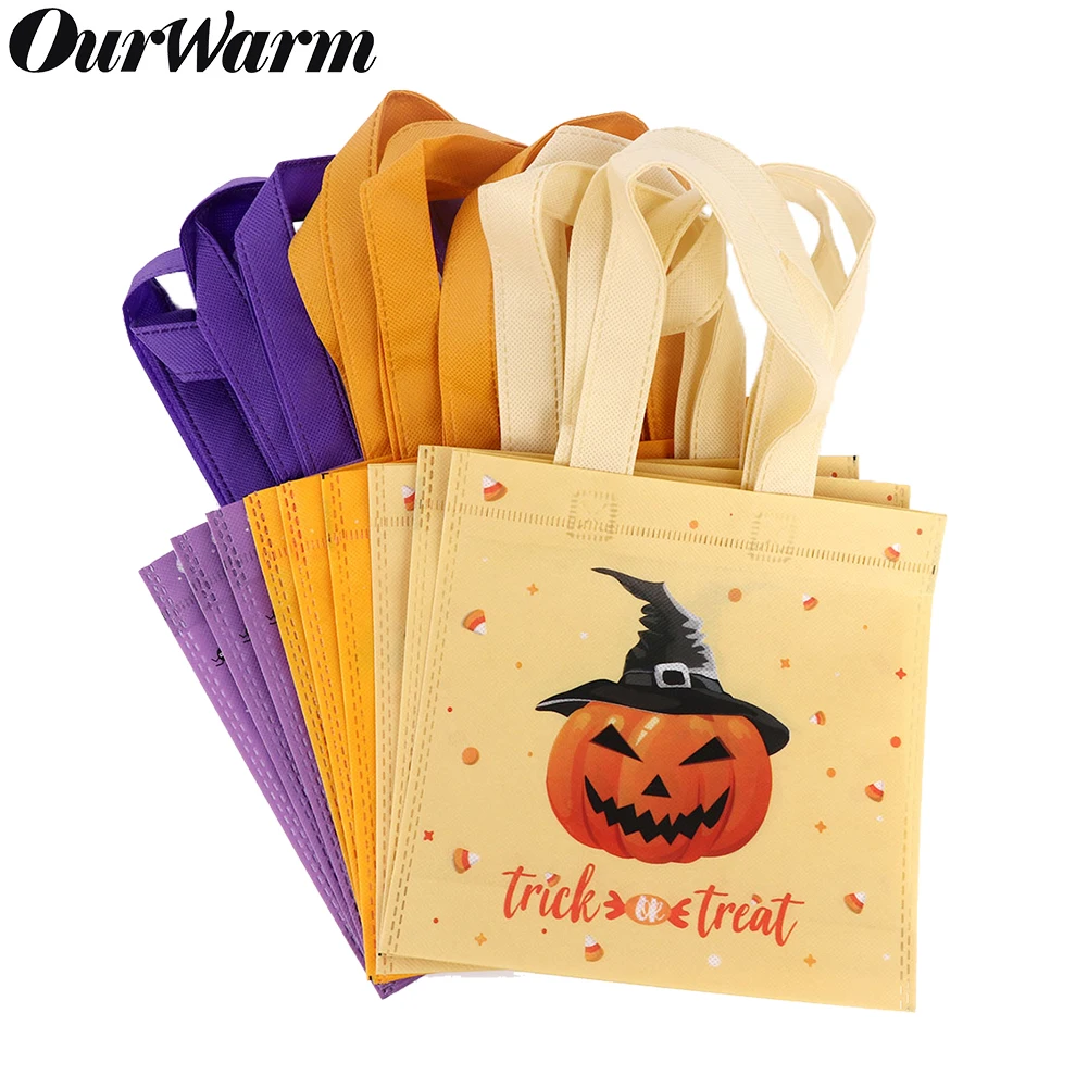 OurWarm 6 шт. на Хэллоуин с надписью trick or treat сумки конфеты для детей подарки ручкой в