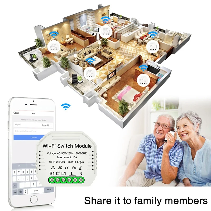 Wifi Smart Light Switch Diy Breaker Module Smart Life/Tuya APP Remote Control,Works with Alexa Echo Google Home 1/2 Way