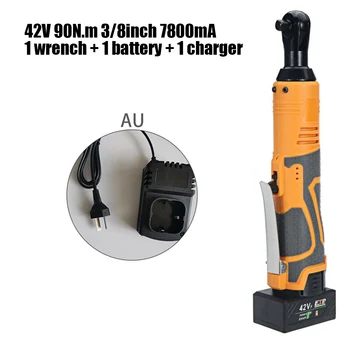 

1*Wrench+1*Battery+1*Charger 42V 90N.m 3/8Inch 7800mA Orange Electric Cordless Ratchet Right Angle Wrench