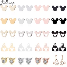 Jisensp, милые модные серьги Минни Микки, маленькие животные, мышь, серьги-гвоздики из нержавеющей стали для женщин, девочек, детей, аксессуары