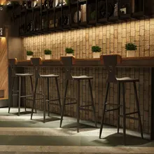 Железный арт барный стул из твердой древесины спинка Бытовая Высокая подставка современный простой бревна цвета различные высоты сидя и два стиля
