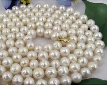 

Jewelry Pearl Necklace 50 INCH 9-10MM NATURAL SOUTH SEA GENUINE WHITE PEARL NECKLACE Free Shipping