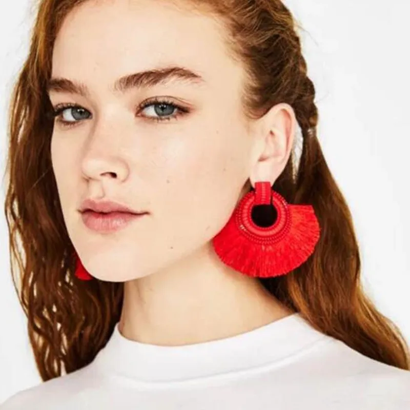 

Big Tassel Drop Earrings For Women Lady Female Fringe Handmade Brincos Statement Fashion Woman Earring 2019 Jewelry