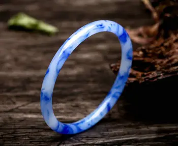 

Genuine hand-carved floating flower blue jade bracelet women real jade bangle jade jewelry jadeite jade bangles