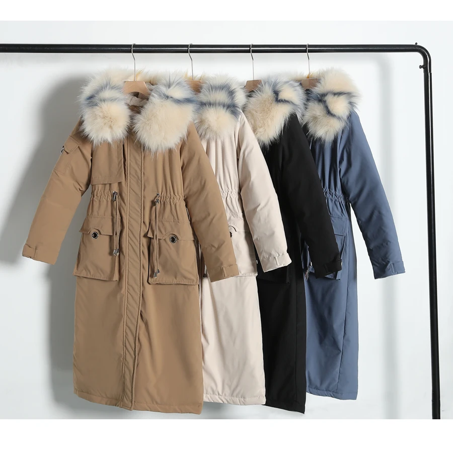 Зимнее пальто для женщин, хлопок, стеганая теплая утолщенная длинная куртка, женская зимняя меховая куртка с капюшоном, верхняя одежда, парка для женщин, большие размеры