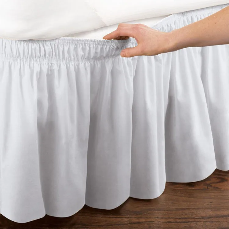 

Solid Color Elastic Pleated Bed Skirt Bedspread Cover Without Surface Home Hotel Bedroom Decorations Supplies Home Textile