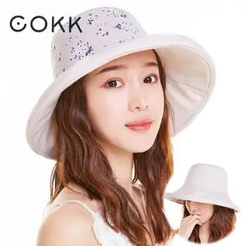

COKK Flower Bucket Hat Women Summer Hats Double Sided Sunshade Sun Hat Female Beach Casual Outdoor Foldable 2020 New