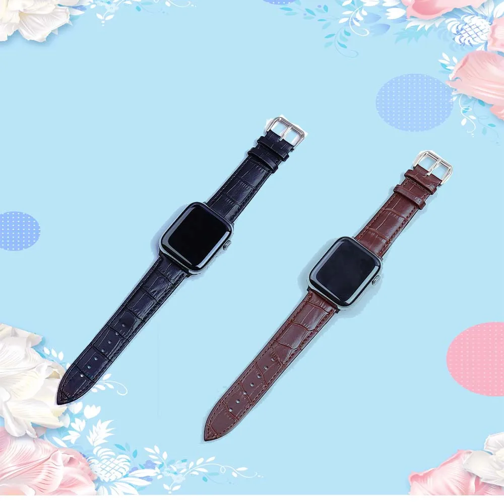 

Brown Leather Band Loop Strap For Apple Watch 6 SE 5 4 3 2 1 38mm 40mm , Men Leather Watch Band for iwatch 5 44mm 42mm Bracelet