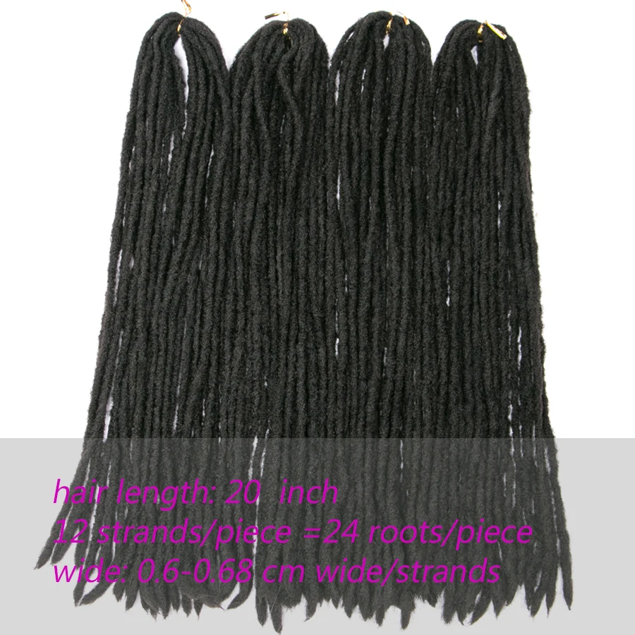 VERVES Soft Dreadlocks Synthetic Crochet Hair 12 strands/pcs Black Brown Crochet Braiding Hair For Women And Men 20'' Hair Piece 2