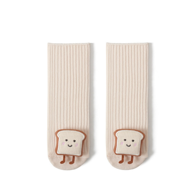 Cute Baby Socks Double Needle Worsted Cotton Korean Cartoon Medium Tube Infant Socking Newborn Toddler Sock