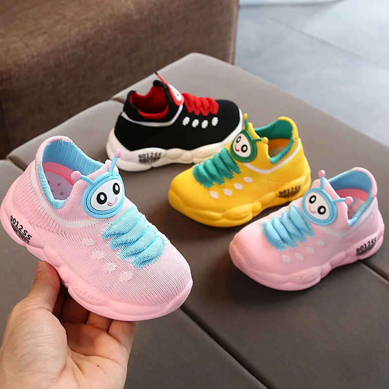 

2019 Autumn Baby wa zi xie 1-3-Year-Old 2 Semi-Girls Caterpillar Versatile Casual Shoes Fly Woven Soft-Sole Learner