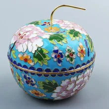 Китайский стиль Пекин Аутентичные cloisonne украшения в форме яблок коробка медные шины шелковая эмаль подарок Размер 4 дюймов