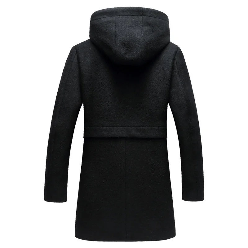 Новое мужское шерстяное пальто, зимнее мужское деловое повседневное шерстяное пальто с капюшоном, мужское Брендовое пальто Casaco Masculino BG1812