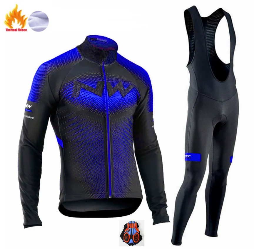 Winter Cycling Suit Команда NW Зимняя Термальная шерстяная велосипедная одежда для мужчин Северная волна Джерси костюм открытый езда на велосипеде MTB Одежда комбинезон набор - Цвет: Winter Cycling Suit