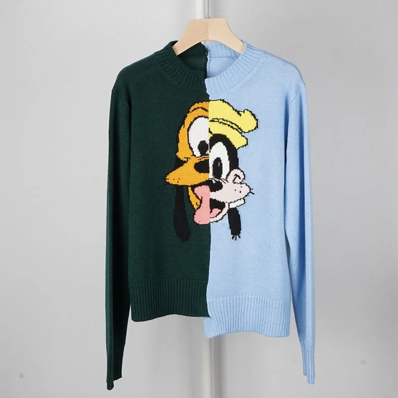 Свитер большого размера, Женский пуловер, имитация двух частей, зимняя одежда, Свитера для девушек, с рисунком, pull femme nouveaute, вязаная одежда, Pluto
