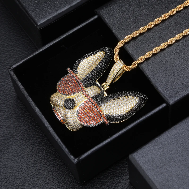 TOPGRILLZ Iced Out Щенок в подвеска «солнцезащитные очки» ожерелье с теннисная цепочка микро украшенное кубическими камнями Циркон хип хоп Полный CZ ювелирные изделия