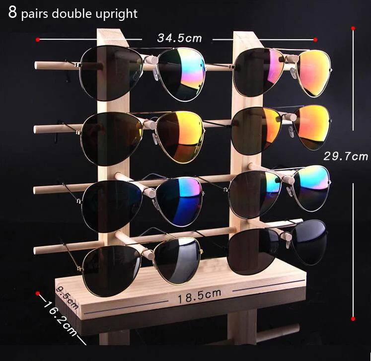 New  Arrival  Natural Pine Wooden Scented Sunglasses Display Rack Shelf Eyeglasses Show Stand Jewelry eyewear  Holder  Glasses double row wooden sunglass display shelf show case racks sunglasses show stand