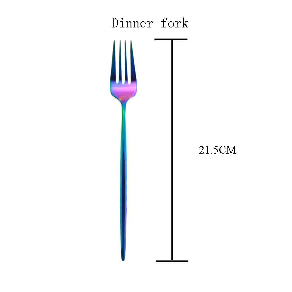 rainbow dinner fork Набор золотой посуды 18/10 набор столовых приборов из нержавеющей стали Радужная посуда столовый набор ножей вилка чайная ложка столовые приборы набор столовых приборов - Цвет: rainbow dinner fork