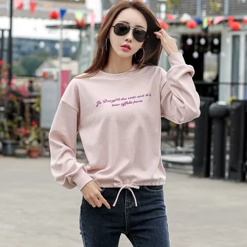 

Streetwear Long Sleeve Colorblock Tee Tops Shoulder Pocket Front Casual T-Shirt Women Tops white color