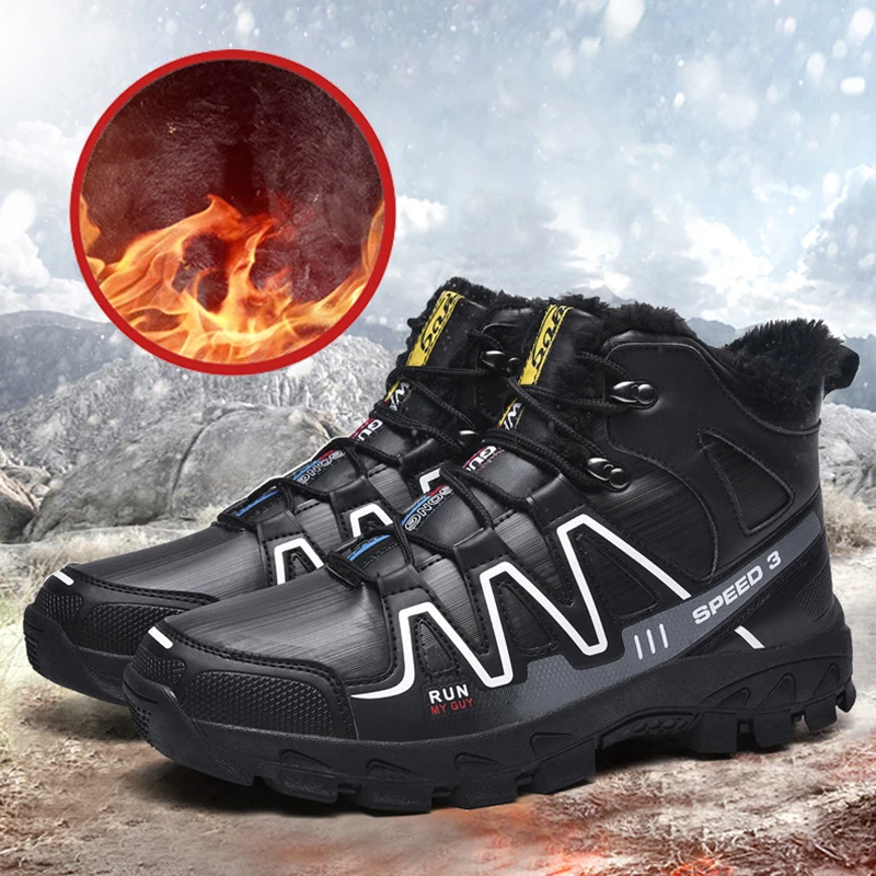 Fashion trend Men Winter Warm Snow Boots Waterproof Boots Men Plush Lace Up Footwear Ankle Male Casual Shoes Outdoor Big Size Fashion trend Men Winter Warm Snow Boots Waterproof Boots Men Plush Lace Up Footwear Ankle Male Casual Shoes Outdoor Big Size