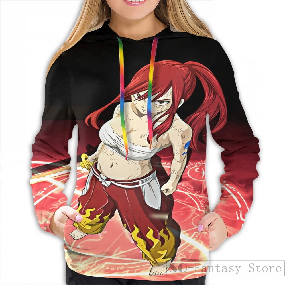 Мужские толстовки, свитшоты для женщин funny Erza Scarlet print casual hoodie Streatwear