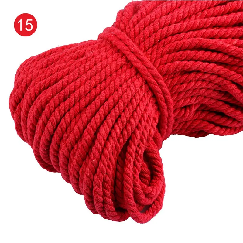 color 15 Хлопок, 3 предмета, скрученные хлопковые шнуры, 5 мм, сделай сам, декоративная веревка, хлопковый шнур для сумки, шнурок, ремень, 15 цветов - Цвет: color 15