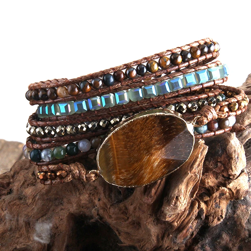 MD Fashion Boho браслет ювелирные изделия смешанные натуральные камни/кристалл и