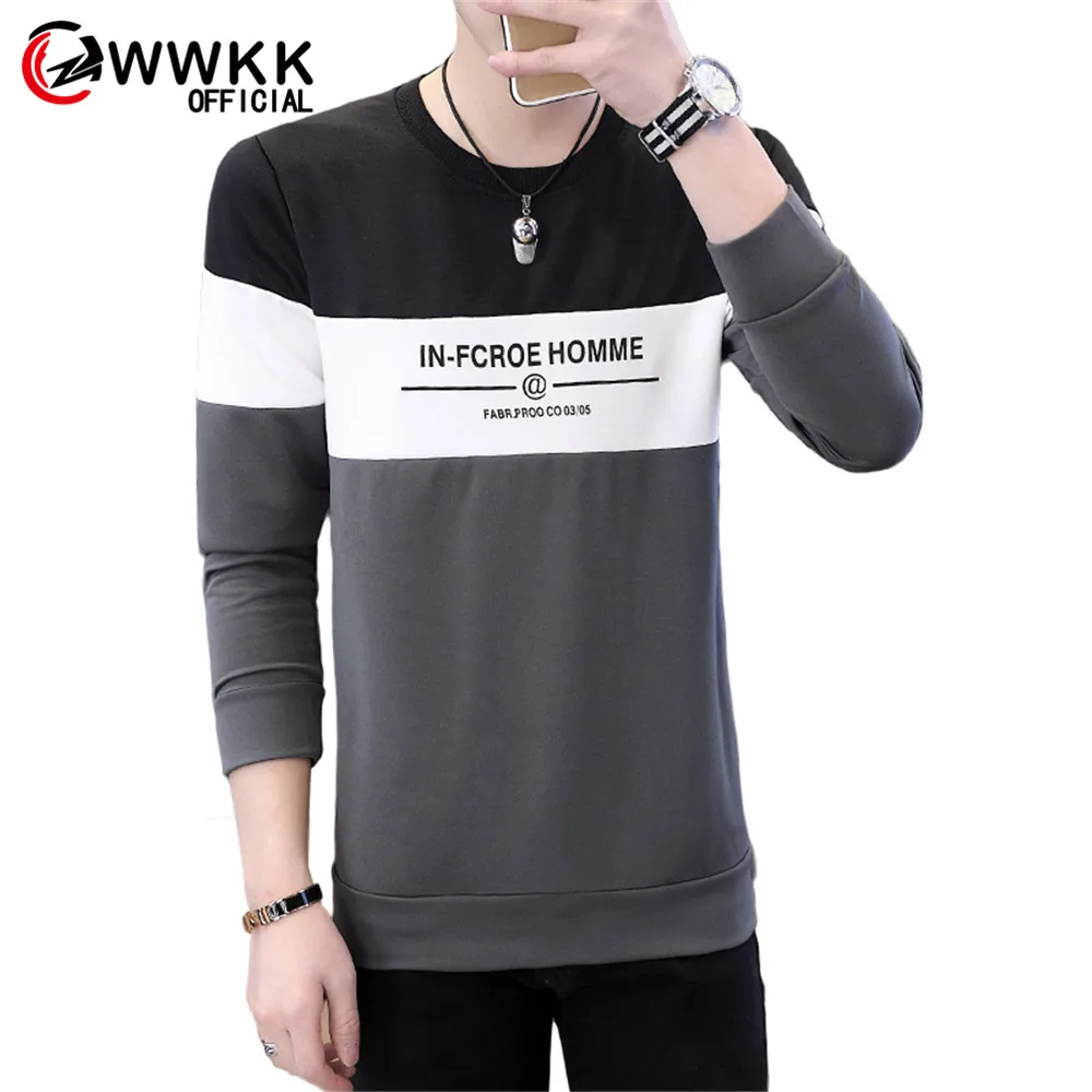 

Men's Contrast Color Sweatshirts Letter Long Sleeve Top Harajuku Crew Neck Thin Comfortablecode Autumn Clothing Breathable Sweat