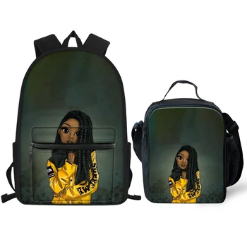 

Art Afro Lady Prints Children School Bags For Kids Black African Girl Magic School Backpack Teens Lunch Case Mochila Infantil