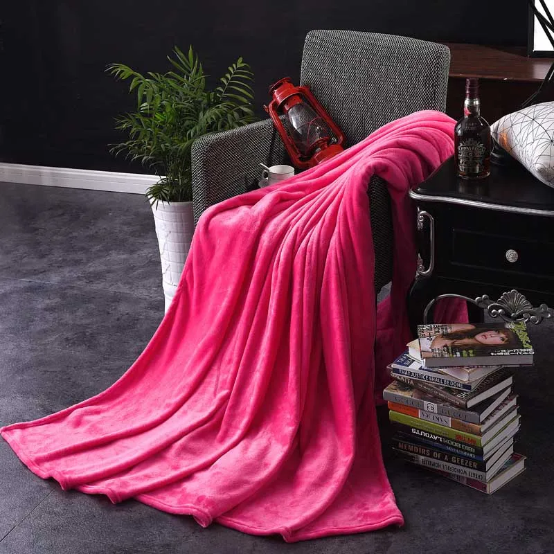 Утолщенное однотонное домашнее Фланелевое воздушное одеяло теплое покрывало одеяло s для одного двойного дивана кровати путешествия утолщенное холодное одеяло - Цвет: firebric