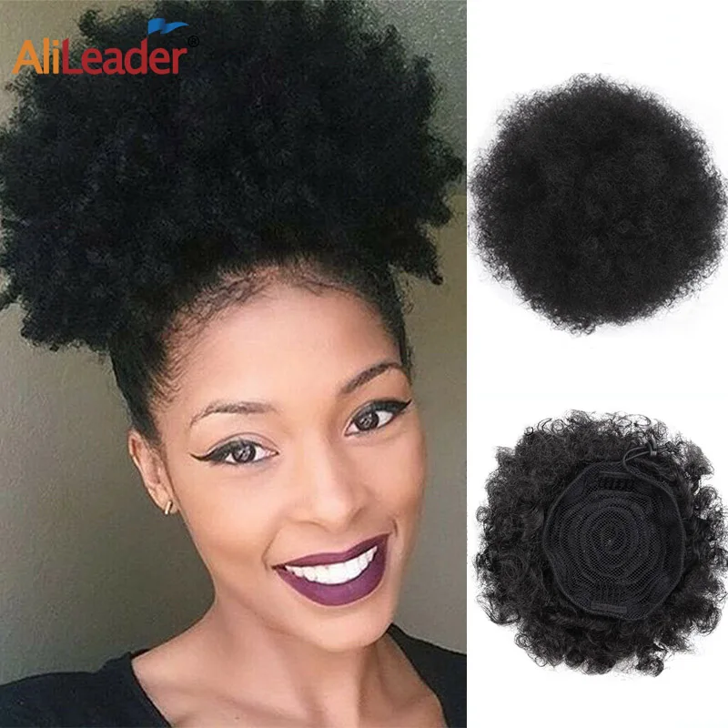 Alileader Panino Per Capelli Afro Sintetico Panino Per Capelli Ricci Crespi Chignon Fluffy Kinky Coulisse Coda Di Cavallo Clip In Capelli Sintetici Sc