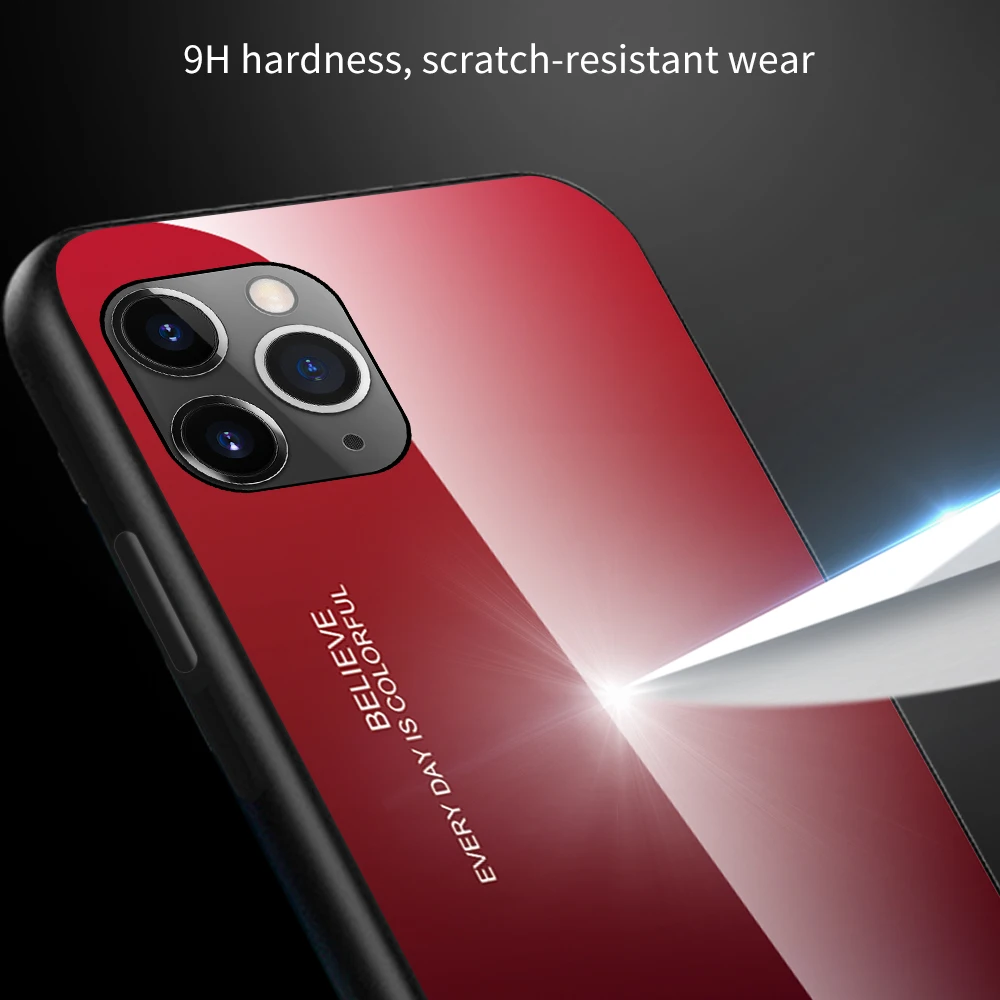 Градиентный чехол для телефона из закаленного стекла для iPhone 11 Pro Max 6,1 5,8 6,5 X XS Max XR модный жесткий чехол с задней и мягкой кромкой