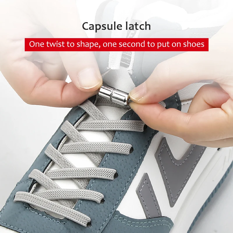 Shoelaces Without Ties Shoe Laces Elastic Shoelaces Elastic Shoe Laces New No Tie Shoelaces Elastic Flat Sneakers Shoe Laces For Kids and Adult Quick Lazy Metal Lock Laces Shoe Strings 23 Colors