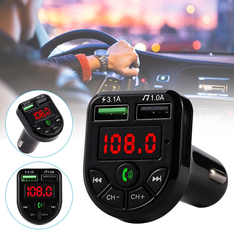 Автомобильный fm-передатчик Bluetooth MP3 аудио плеер Handsfree автомобильный комплект двойной USB зарядное устройство GK99 - Цвет: Black