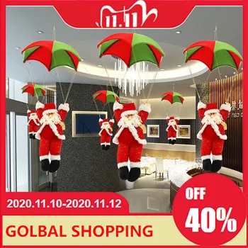

Santa Claus Parachute Christmas Ornaments Hanging Decoration New Year Gifts Doll Pendant Snowman Ceiling Xmas Decor 26/36/40CM